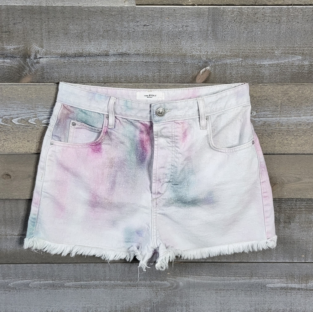 Isabel ÉTOILE Marant Lesiabb Tie-Dye Pattern Frayed Hem Shorts